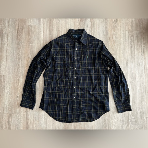 Ralph Lauren Men’s Vintage Long Sleeve Blue Green Yellow Plaid Button Down - L - Picture 1 of 6